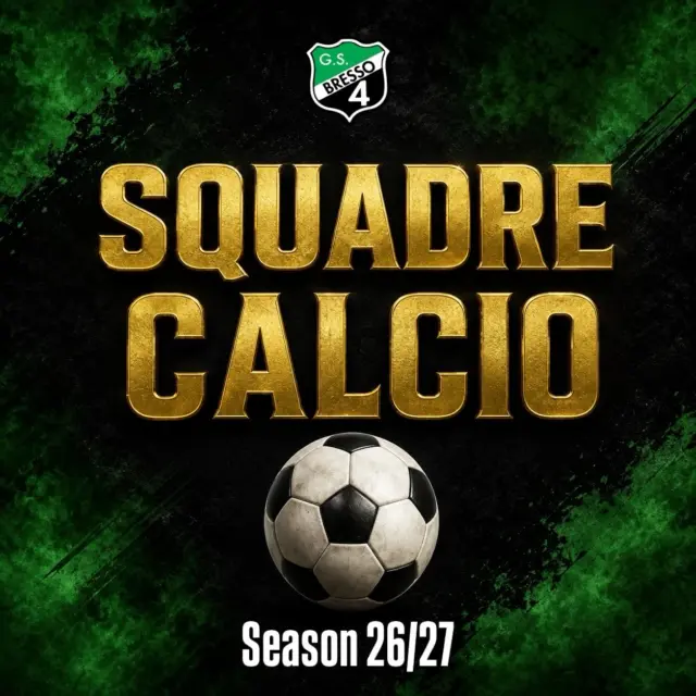 💚🖤 Season 26/27 ⚽️ 💚🖤

Passato Ferragosto, siamo lieti di annunciare il roster delle nostre squadre iscritte (o in via di iscrizione) ai vari campionati. Partiamo con la categoria Under 8 (ex Big Small, annate 19/20), Under 9 (annate 2018), Under 10 (annate 2017), Under 13 (annate 14/15/16), Under 15 (annate 12/13), Under 16 (annate 2011), Under 17 (annate 2010/11), Under 20 (annate 2007/2008), Open (annate 2004 e precedenti + 2005/2008)

Siamo sicuri che tutti i nostri atleti, allenatori, staff tecnici e dirigenti metteranno in campo i nostri valori sportivi e morali

AKA BRESSO4!

#bresso4xsempre 
#season2627 
#calcio