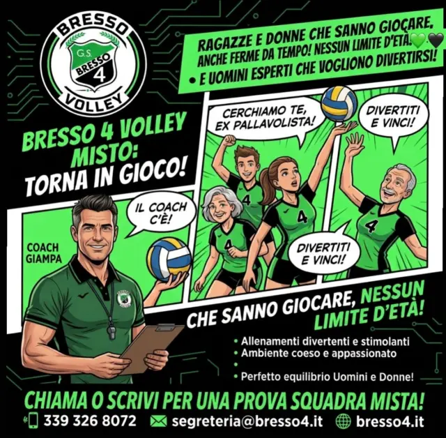 Il campionato c’è! La squadra c’è! L’allenatore c’è! 
Manchi solo tu! Ti aspettiamo!

#bresso4xsempre 
#season2627
#pallavolomista