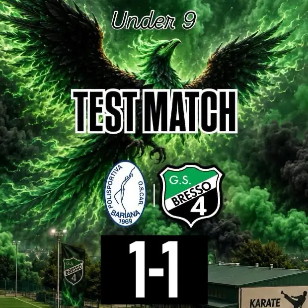 Termina 1-1 il test amichevole per i nostri Under 9 sul campo del POSCAR BARIANA. Buon test, giocato su 4 tempi per mettere minuti nelle gambe. Buone indicazioni per i mister Marco Corradini e Lorenzo Rossetti. Per i nostri a segno Yassine Benloukilia. Daje!

#bresso4xsempre 
#season2627
#under9